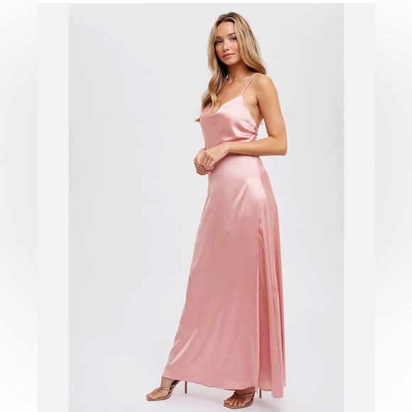 Fame and partners pink maxi cross silk dress us2 - Picture 1 of 5